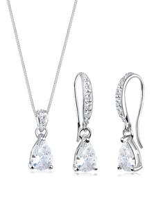 Elli Колье Schmuckset 925 Sterling Silber Tropfen in Weiß