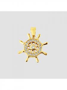 Adeliás Женский кулон из серебра 925 пробы с фианитами в золотой оправе
