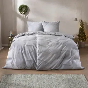 Постельное белье Velvet + Silk Flannel 155x220 Bolzano Silver Leaves 5474-820 Estella