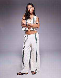 Широкие брюки-клеш с полосками спереди от Princess Polly Telling Lies, кремового цвета