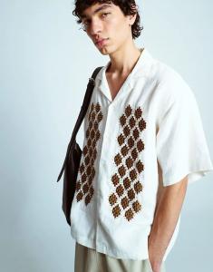 Рубашка Topman премиум-класса с бисером, связанная крючком, цвета экрю