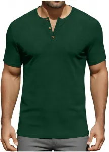 Мужская футболка Henley с коротким рукавом Slim Fit
