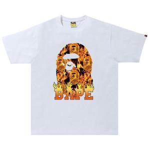 Футболка BAPE Bape Ape Head Flame Tee White/Orange, White/Orange