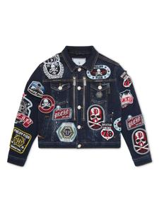 Джинсовая куртка с нашивками Philipp Plein Junior, синий
