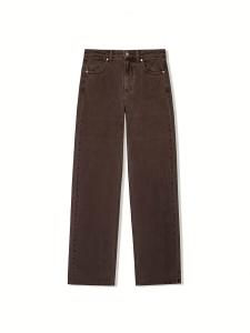 Джинсы с широкими штанинами Bershka, темно-коричневый