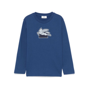 ETRO KIDS футболка с вышивкой Pegaso, синий