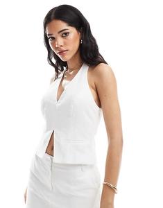 4th & Reckless Хлопковый жилет-топ с халтером и разрезом спереди, белый цвет