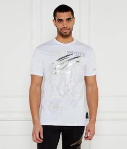 Футболка мужская Plein Sport с серебристым принтом, белый