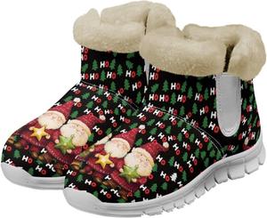 Женские рождественские зимние сапоги с уютным теплым плюшевым флисовым подкладом, дышащие, противоскользящие, для улицы, размер США 6-12 Fuxowvby, Santa Claus