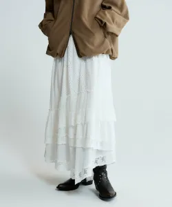 Юбка из лоскутного хлопкового кружева Jeanasis, цвет White(05)