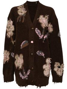 JNBY кардиган с V-образным вырезом и цветочным узором, коричневый