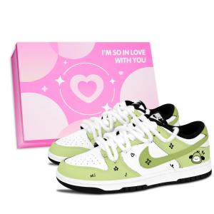 Nike Кроссовки для скейтбординга Dunk Black White, Green Fruit Dog нескользящие износостойкие низкие унисекс