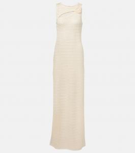 Макси-платье с цветочными аппликациями крючком Same, кремовый