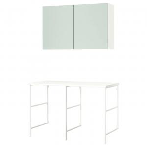 Комбинация для хранения ENHET IKEA, 139x63.5x90.5 см, цвет white/pale grey-green