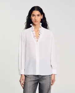 Женская рубашка из струящегося шелка Sandro, белый