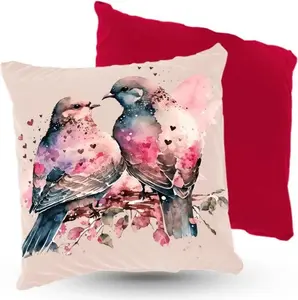 Подушка велюровая "Голубки" ПРЕМИУМ 40 х 40 см декоративная с наполнителем для гостиной, спальни или в подарок 5made