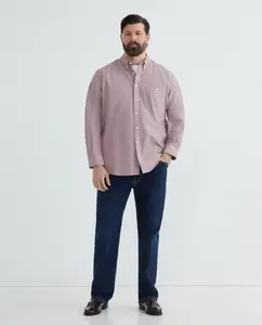 Мужская рубашка с длинным рукавом больших размеров Oxford гладкая Dustin, бордовый