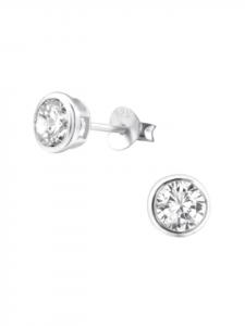 Alexander York Серебряные серьги-гвоздики с кристаллами, 5 мм, белые