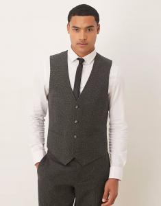 Жилет узкого кроя серого цвета с микротекстурой Asos Design