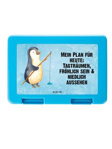 Mr. & Mrs. Panda Ланчбокс «Пингвин-рыболов» с надписью, выполненной в ледяном синем цвете