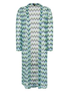 Длинная трикотажная куртка из зигзагообразного трикотажа светло-голубого и зеленого цветов More & More