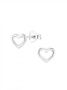 Alexander York Серьги-гвоздики в форме сердца из серебра 925 пробы, комплект из 2 штук