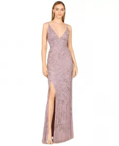 Женское платье с декором, разрезом и бретельками - OUTLET Lara, фиолетовый