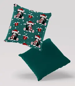 Подушка PREMIUM из велюра с рождественским рисунком кота, 40x40 см, декоративная, с наполнителем, идеально подходит в качестве рождественского подарка для любителей кошек, 5made