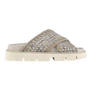 Сандалии из натуральной кожи с перекрещивающимися ремешками цвета золота mou, золотой