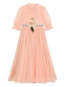 Dolce & Gabbana Kids шифоновое платье с цветочной аппликацией, розовый