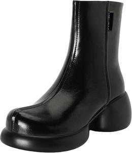 Женские ботильоны на блочном каблуке с боковой молнией для осени и зимы XIEPP, Black