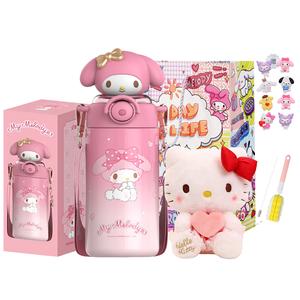 Hello kitty hello kitty kuroimi collaboration термостакан 600 мл Sanrio, My Melody Sunshine Straw Insulated Cup+Shopping Bag+Large Doll (Includes Cup Brush+Straw Brush+Stickers)