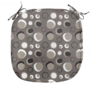 Подушка для обеденного стула ABAKUHAUS Taupe, мазки в виде точек, гранж, декоративная водонепроницаемая подушка с ремнями для кухонных сидений, 40 см x 40 см, черно-белый темно-серый цвет, черный