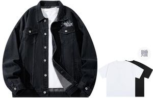 A.X.S.K Джинсовая куртка унисекс, Black (Comes with Short-Sleeved Shirt)