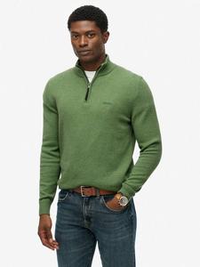 Полузип из смеси шерсти и хлопка Superdry, Artichoke Green Marl