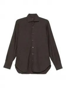 Фактурная рубашка Barba, коричневый