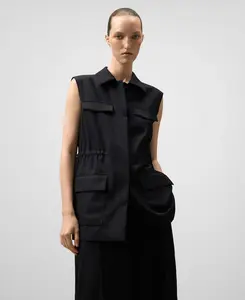 Женский карго-жилет с лацканным воротником Adolfo Dominguez, черный