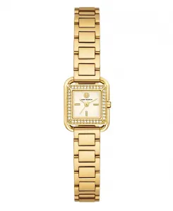 Женские часы Kira Square Small Quartz с тремя стрелками, из нержавеющей стали, золото, 19 мм Tory Burch, gold