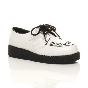 Туфли из искусственной кожи на шнуровке Teddy Boy на низкой танкетке Creepers Teddy Boy AJVANI, белый