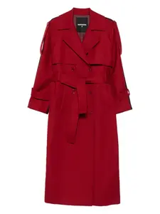Двубортный шерстяной тренч Patrizia Pepe, красный
