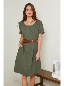 Длинное платье Rodier Lin Leinen, оливковый