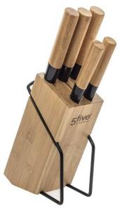 Набор кухонных ножей с бамбуковой подставкой. 5Five Simply Smart, коричневый