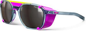 Очки Julbo Slack Cover Glacier для мужчин и женщин со съемными боковыми щитками для походов, снега/бликов - 100% защита от УФ-излучения, Blue / Pink Frame - Brown W/ Silver Mirror Lens (Spectron 4)