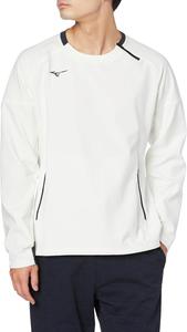 Мужская тренировочная футболка Mizuno 32MCA553 Tech Shield с круглым вырезом и длинными рукавами, ветрозащитная, эластичная, водоотталкивающая, белый