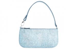 By Far Кожаная сумка сумка-багет с джинсовой вставкой