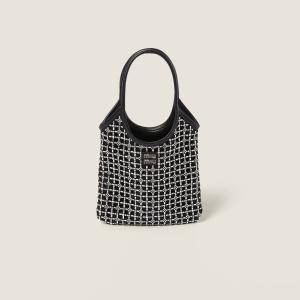 Атласная сумка IVY с искусственными кристаллами MIU MIU, черный