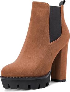 Женские ботильоны Castamere с высоким каблуком, массивной платформой, круглым носком, на щиколотку, короткие ботинки, на каждый день, классические, Brown A