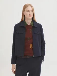 Женская куртка с воротником-рубашкой и застежкой на молнию Nice Things, темно-синий