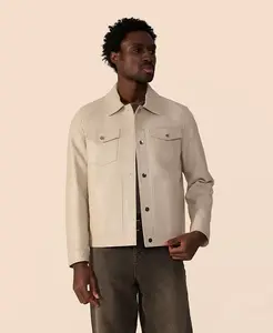 Мужская кожаная куртка в стиле Trucker Furniq UK, коричневый/бежевый