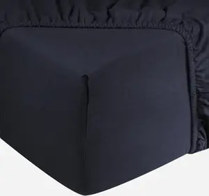 Простыня на резинке Jersey 160 x 200 см - 100% хлопок - Простыня на резинке - Карман 25 см - Темно-синий DoubleDry